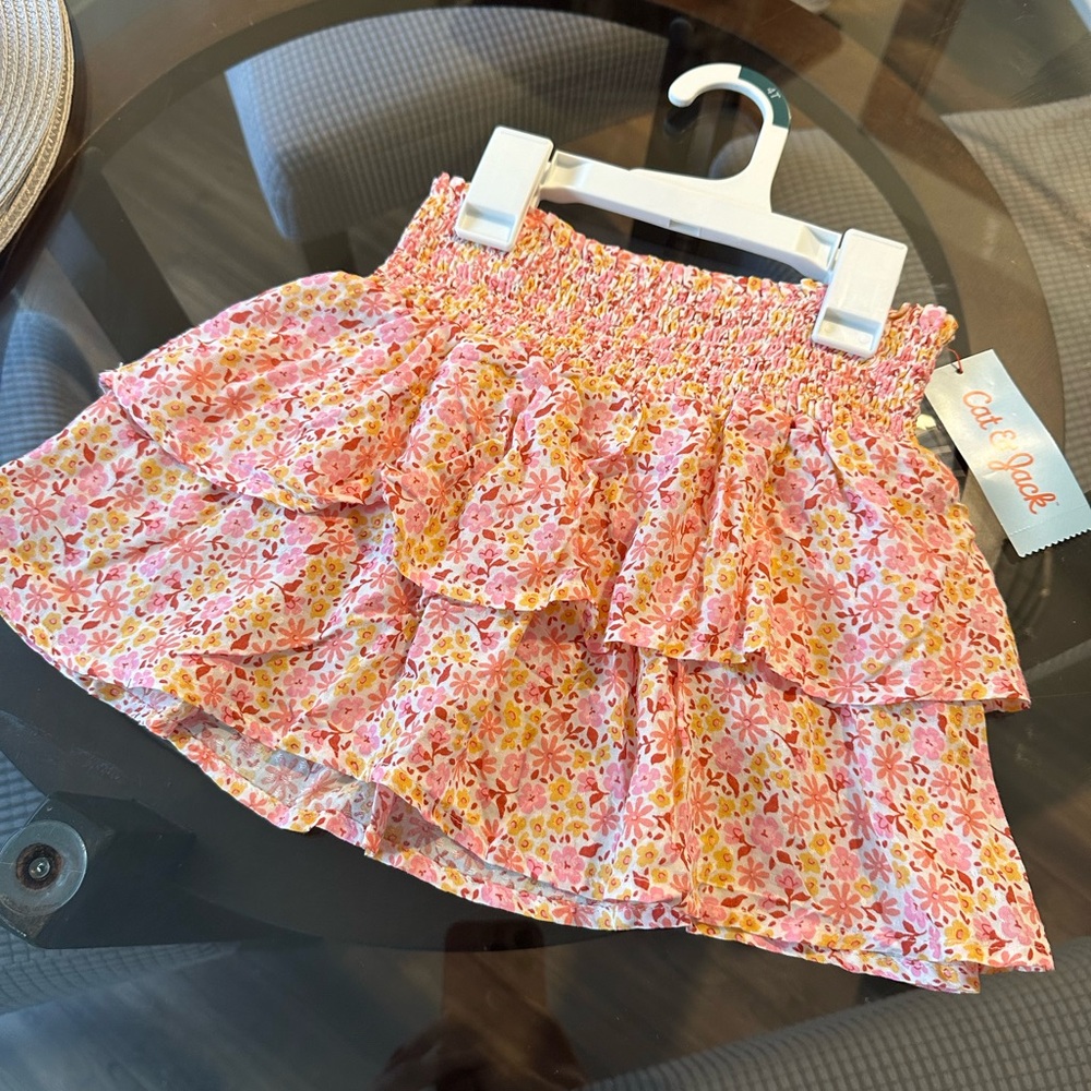 Cat & Jack Pink and Yellow Floral Tiered Skirt